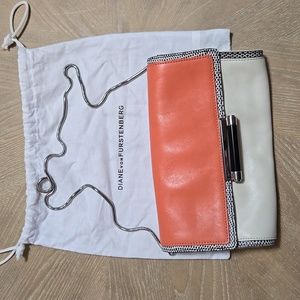 DVF peach and snakeskin purse